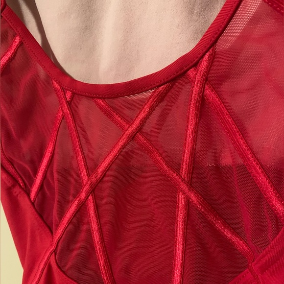BLOCH Red Mesh Paneling Camisole Leotard - Picture 3 of 4